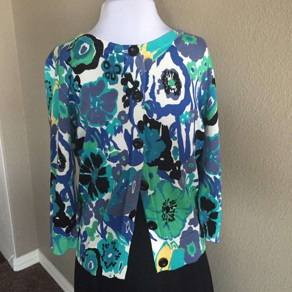 VINTAGE Y2K Cardigan with Abstract Flower Print Size Large